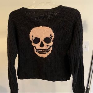 Skull Cashmere Cropped Black Sweater